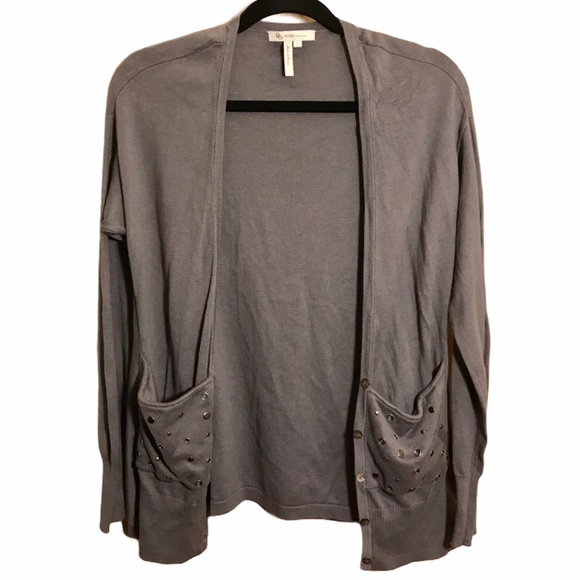 BCBGeneration grey studded pocket cardigan Size small - Picture 2 of 7